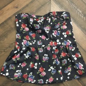 AE floral strapless peplum top